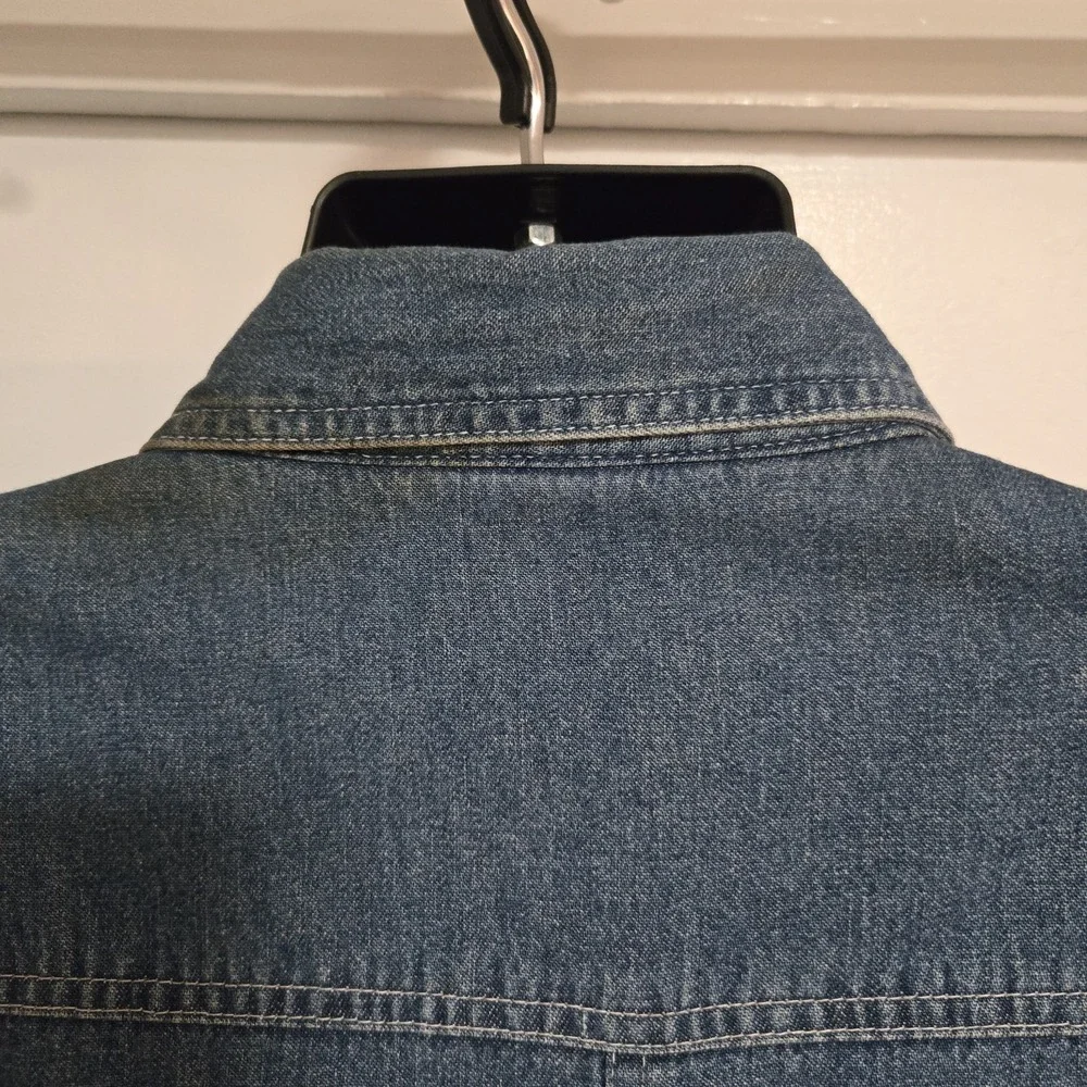 Vintage Route 66 Shirt‎ Shacket Mens L Blue Denim Fleece Lined Button Front 90s - Picture 7 of 10